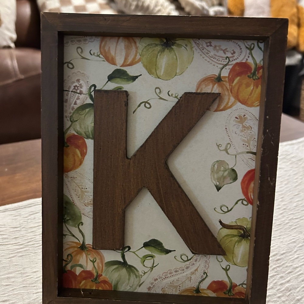 Fall Wooden Letter 'K' Frame Art